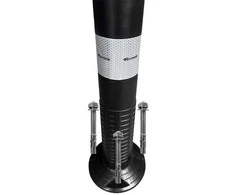 Lankstus įspėjamasis signalinis kelio stulpelis Eurostal 750 mm juodas su inkariniais varžtais (ankeriais)