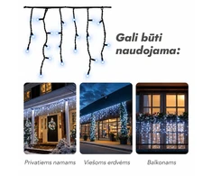 Lauko girlianda varvekliai (šaltai baltos LED lemputės) PROLED IP67 3m