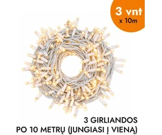 Lauko ir vidaus girlianda (šiltai baltos LED lemputės) 30 m PROLED balta