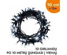Lauko ir vidaus girlianda (šaltai baltos LED lemputės) 100 m PROLED juoda