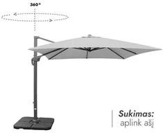 Zeltpro Lauko skėtis su Solid padu (užvalkalas dovanų) Lounge Light Pilkas
