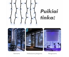 Lempučių užuolaida (šaltai baltos LED lemputės) PROLED IP67 2x2 m