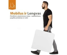 Lauko baldų komplektas Tonro Sulankstomų baldų komplektas: Stalas 150 baltas, 6 kėdės Premium juodos