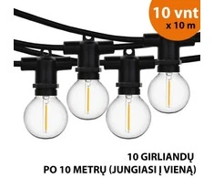 Tonro Lauko girlianda (LED lemputės) 100 m Perl juoda