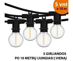 Tonro Lauko girlianda (LED lemputės) 50 m Perl juoda