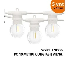 Tonro Lauko girlianda (LED lemputės) 50 m Glow balta