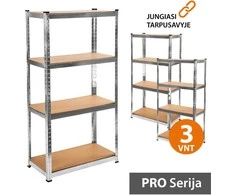 Tonro Sandėliavimo lentynos stelažai 150x75x40 PRO (3 vnt)