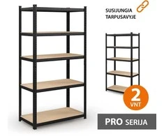Tonro Sandėliavimo lentynos stelažai 180x90x40 PRO Juoda (2 vnt)