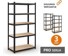 Tonro Sandėliavimo lentynos stelažai 180x90x40 PRO Juoda (3 vnt)