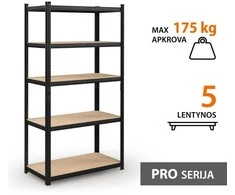 Tonro Sandėliavimo lentynos stelažai 180x90x40 PRO Juoda