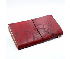 Odinė rankų darbo užrašinė su įspaustu užrašu „Little book of big plans“, raudona, 80psl.