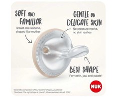 NUK silikoniniai čiulptukai MommyFeel, 0-9 mėn, 2 vnt., įvairių spalvų