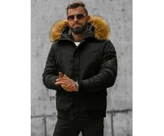Bomber stiliaus žieminė juoda vyriška striukė Lemor