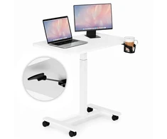 Baltas mobilus reguliuojamo aukščio stalas 70x48 cm ModernHome