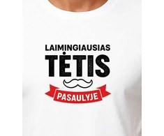 Balti marškinėliai Laimingiausias tėtis (juodas)