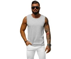 Berankoviai šviesiai pilki vyriški marškinėliai Look