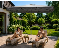 Didelis pilkas stačiakampis sodo skėtis 200 x 130 cm Multigarden