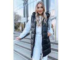 Ilga juoda liemenė su gobtuvu Far