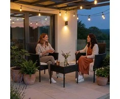 MultiGarden Juodas sodo baldų komplektas: 2 kėdės ir stalas
