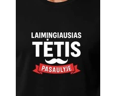 Juodi marškinėliai Laimingiausias tėtis (baltas)