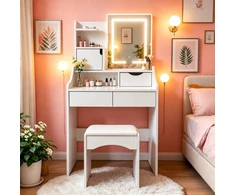 Kosmetikos staliukas su veidrodžiu ir LED apšvietimu ModernHome
