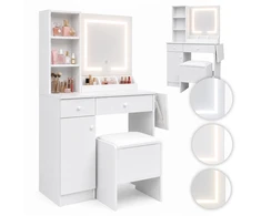 Kosmetikos staliukas su veidrodžiu ir LED apšvietimu ModernHome