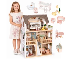 Medinis lėlių namelis 3 aukštų ECOTOYS