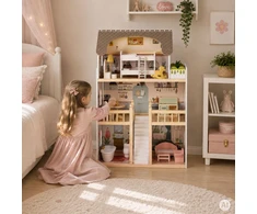 Medinis lėlių namelis 3 aukštų ECOTOYS