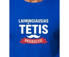 Mėlyni marškinėliai Laimingiausias tėtis (baltas)