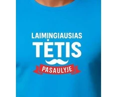 Mėlyni marškinėliai Laimingiausias tėtis (baltas)