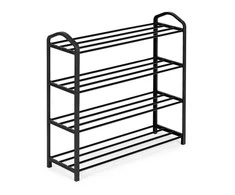 ModernHome metalinė batų lentyna su 4 lentynomis, juoda