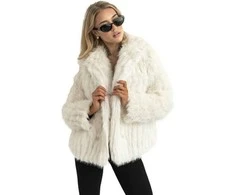 Moteriška balta kailinė striukė Moda