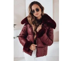 Moteriška bordo trumpa striukė su kailiu Flora