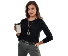 Moteriška juoda palaidinė su pakabuku Minimoda