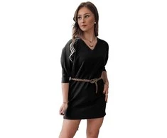 Moteriška juoda suknelė su diržu Glam