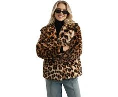 Moteriška ruda kailinė striukė su gyvūniniu raštu Leopard