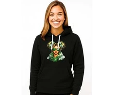 Moteriškas juodas džemperis su gobtuvu Lietuvaitė su džemperiu