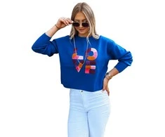 Moteriškas mėlynas oversize megztinis Love