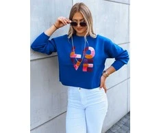 Moteriškas mėlynas oversize megztinis Love