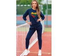 Moteriškas tamsiai mėlynas sportinis komplektas Lietuva