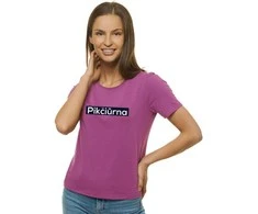 Moteriški alyvinės spalvos marškinėliai Pikčiūrna