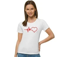 Moteriški balti marškinėliai Heartbeat