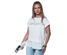 Moteriški baltos spalvos marškinėliai Dreams