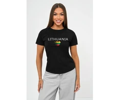 Moteriški juodi marškinėliai Lithuania (baltas)