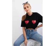 Moteriški juodi marškinėliai TwoHearts