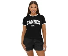 Moteriški juodos spalvos marškinėliai Cannes