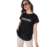 Moteriški juodos spalvos marškinėliai Dreams