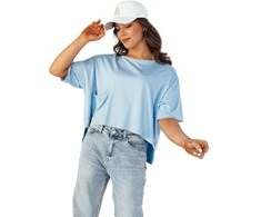 Moteriški oversize tipo mėlyni marškinėliai Eling