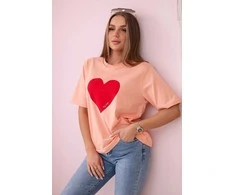 Moteriški persikinės spalvos marškinėliai Madame