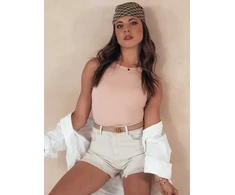 Moteriški rusvi džinsiniai šortai Popglam